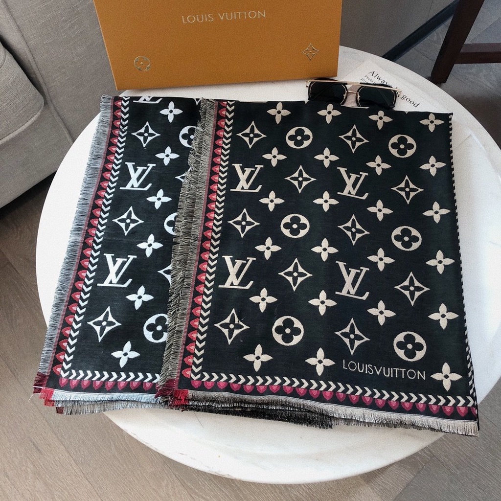 Lv Khăn Choàng Cổ Vải Len Cashmere Giữ Ấm Bốn Mặt Phối Tua Rua Phong Cách Hồi Giáo Sc21-Lv2
