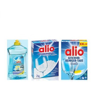 Viên rửa bát alio 100v + muối rửa bát 2kg + bóng alio 1000ml dùng cho máy rửa bát
