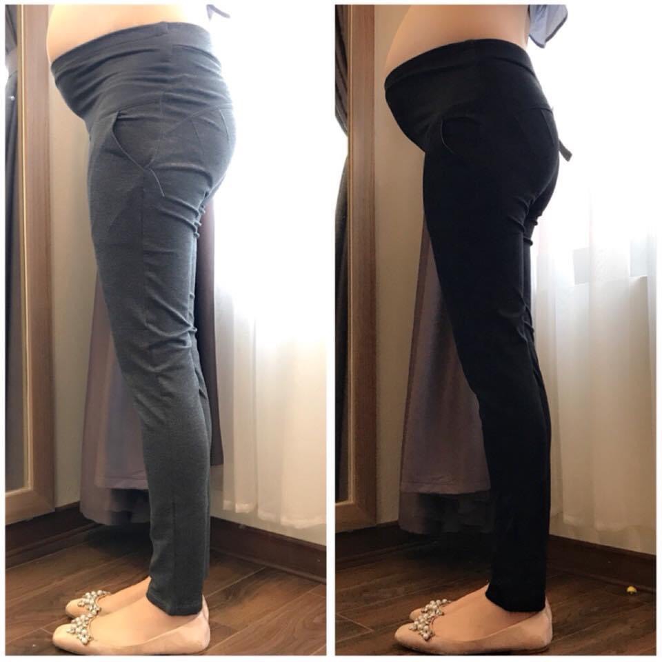 Quần Bầu Legging Co Dãn 4 Chiều Thoải Mái- An Toàn Cho Mẹ, Quần Bầu Có Đáp Bụng Và Chun Chỉnh Đủ Size Từ 40kg - 100kg