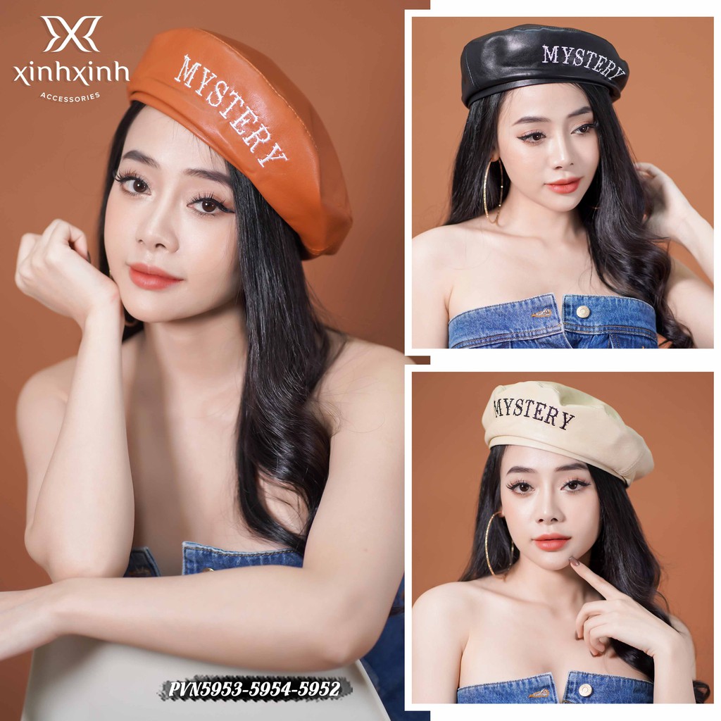 Mũ nồi Beret phối chữ Mystery - Xinh Xinh Accessories
