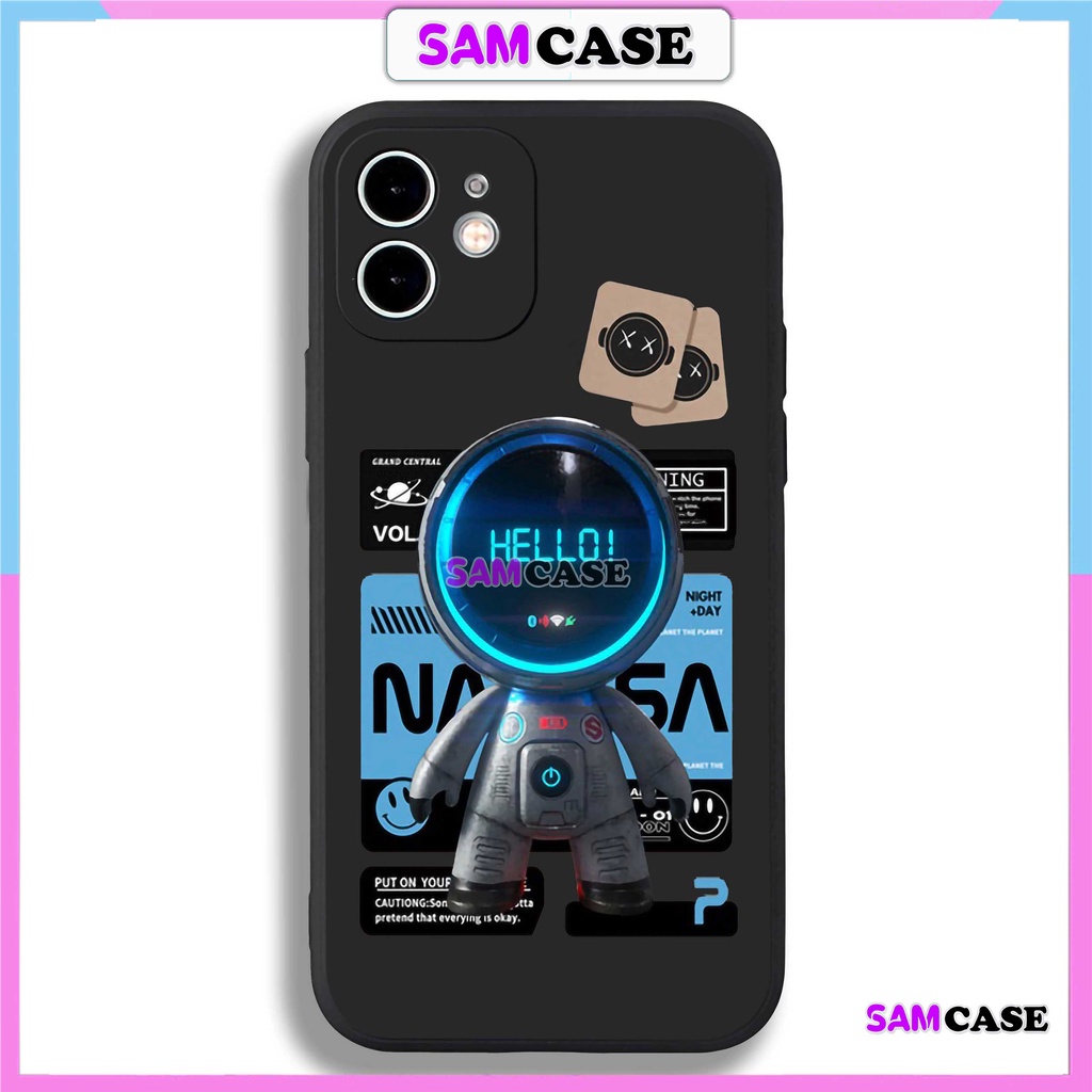 Ốp điện thoại in hình phi hành gia NASA cạnh viền vuông silicon mềm dẻo cho Ip 6/6s/7/8/X/XS/XR/11/12/13/14 pro plus max