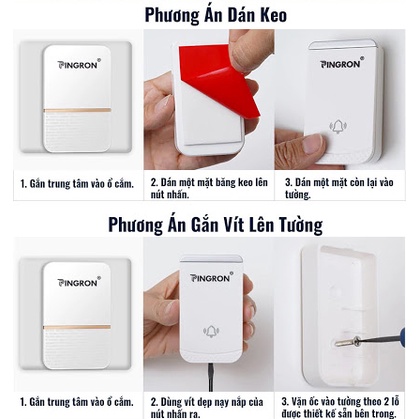 Chuông cửa không dây cao cấp chống nước khoảng cách xa 300 mét pingron PR-DB01