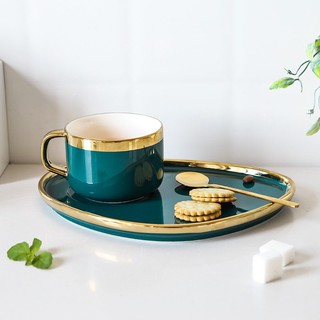 Cốc uống cafe/trà xanh viền vàng cực sang chảnh