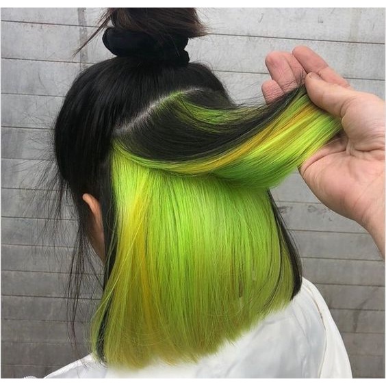 Thuốc nhuộm tóc màu xanh khói lá  lên từ nền 9 tặng kèm oxi + găng tay