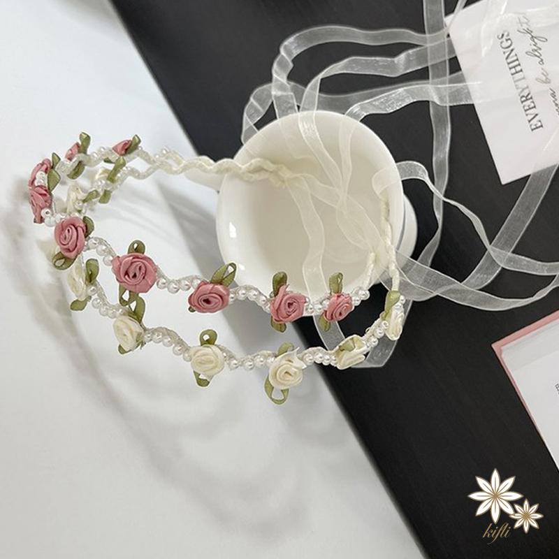 【kifli】Băng Đô Cài Tóc Vải Satin Đính Ngọc Trai Và Hoa Phong Cách Mới Dành Cho Nữ 2022