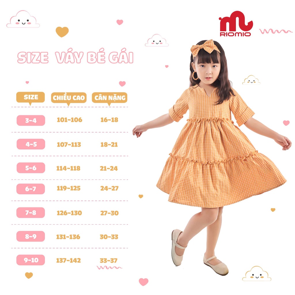 Váy bé gái 3-11 tuổi (15-40kg) RIOMIO công chúa sát nách dáng suông chất đũi mềm mát cho bé gái - RV22102