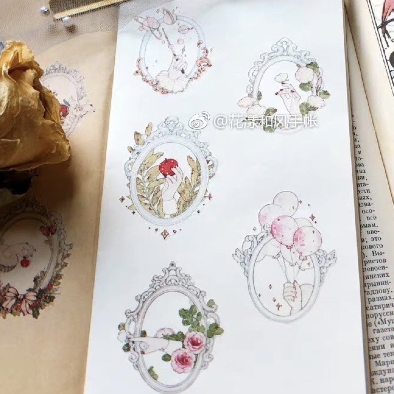 Băng dính washi tape hoạ tiết khung hoa cổ điển