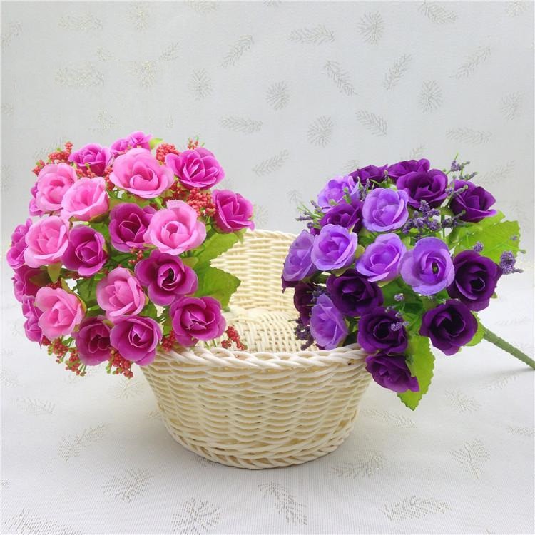Bó hoa hồng vải trang trí 21 bông