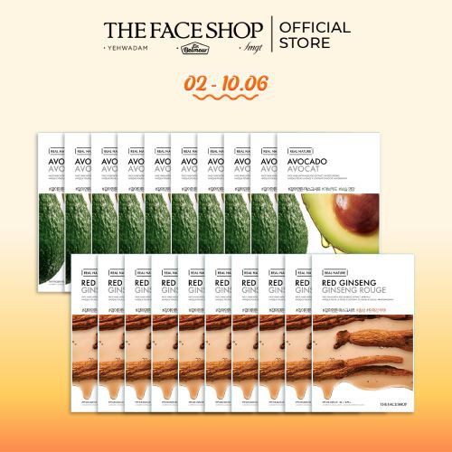 Combo 20 Miếng Mặt Nạ Giấy TheFaceShop GINSENG & AVOCADO (20Gx20)