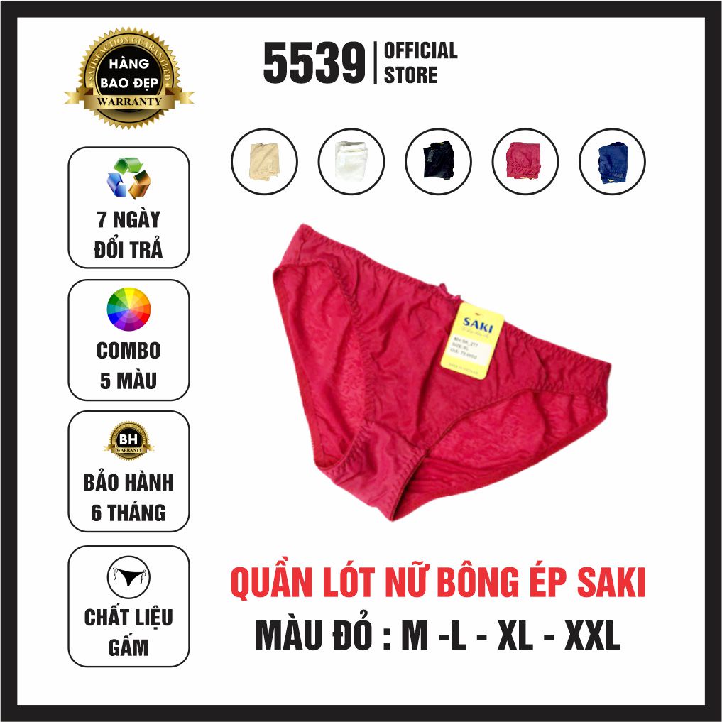 Quần lót nữ thun lạnh bông ép Saki có bigsize chất liệu vải gấm bền đẹp mặc thoải mái block 5 cái - Shop 5539