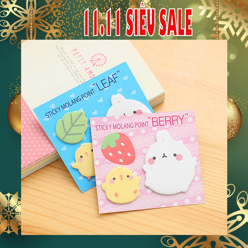 Giấy Note Sticky Molang GIÁ SỈ (Mẫu Molang + quả)