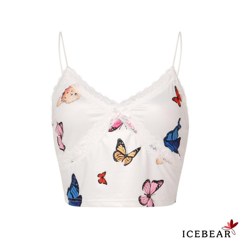 Áo Hai Dây In Hình Bướm Xinh Xắn Cho Nữ