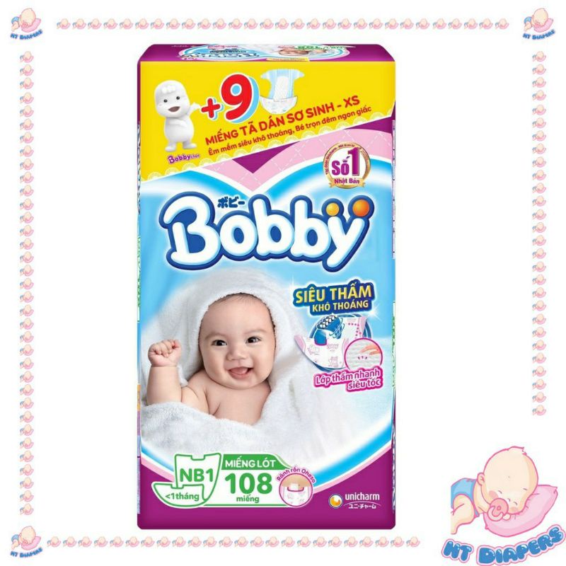 [Mã SRJULY1619 giảm 15K đơn 50K] TẶNG THÊM 3 MIẾNG XS - MIẾNG LÓT SƠ SINH BOBBY NEWBORN1 -180 MIẾNG (CHO BÉ DƯỚI 5 Kg)