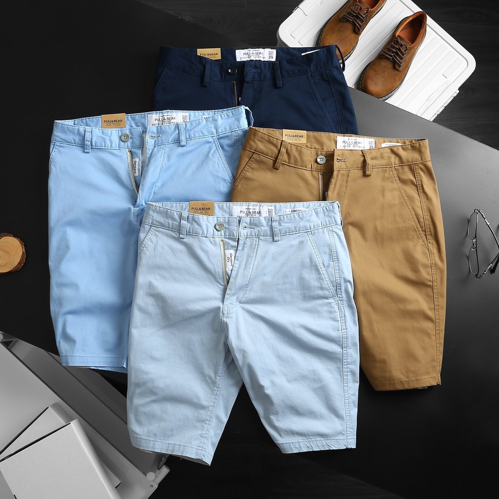 Quần Short Nam Kaki Màu Kem Cao Cấp, Quần Sooc Kaki Nam trơn, Vải Cotton Co Giãn Thoải Mái - DOKI