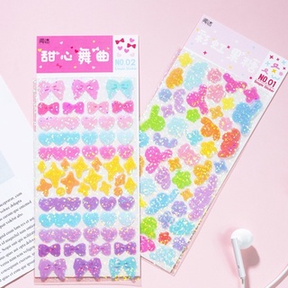 Sticker trang trí sổ tay ruy băng lấp lánh