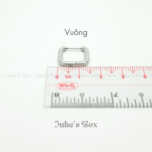 [1 CHIẾC]Khuyên Tai Hoop Hình Màu Bạc Dày 2.5MM Unisex Titanium Julies Box 66 Bông Tai Titan Nam