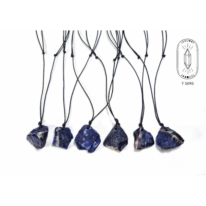Dây chuyền Sodalite thô tự nhiên dây rút điều chỉnh độ dài unisex