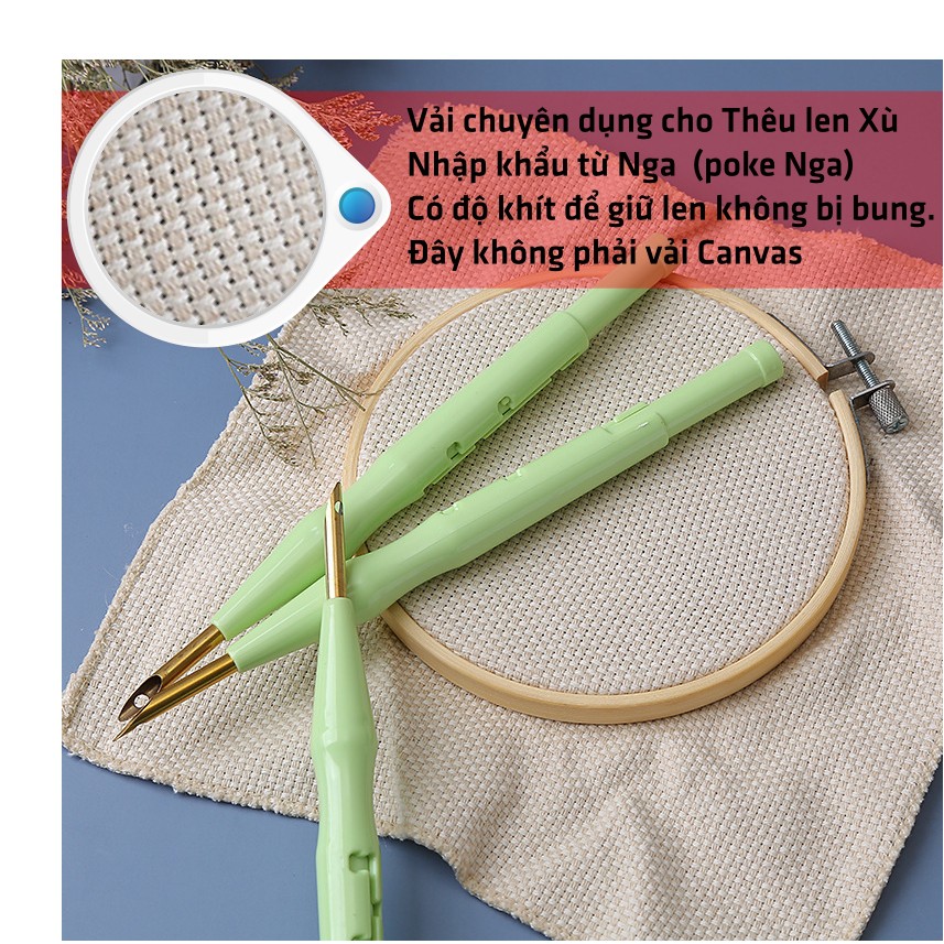 Vải Thêu Poke Nga, Monk's Cloth, Aida chuyên dùng để thêu len xù, len nổi, punch needle - Vải Canvas bán theo mét