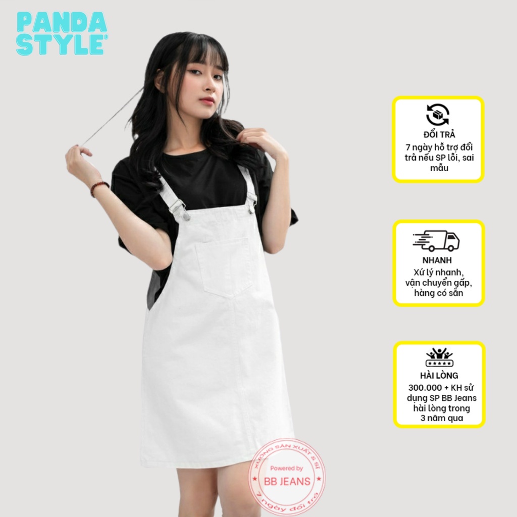 Yếm váy phối túi đẹp - kaki kem đen và xanh jean size S-M-L từ Panda Store