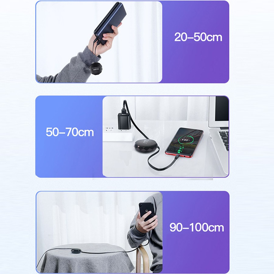 Cáp Sạc Dây Rút Thông Minh - Dây sạc iphone, sam sung, oppo và các dòng máy androi