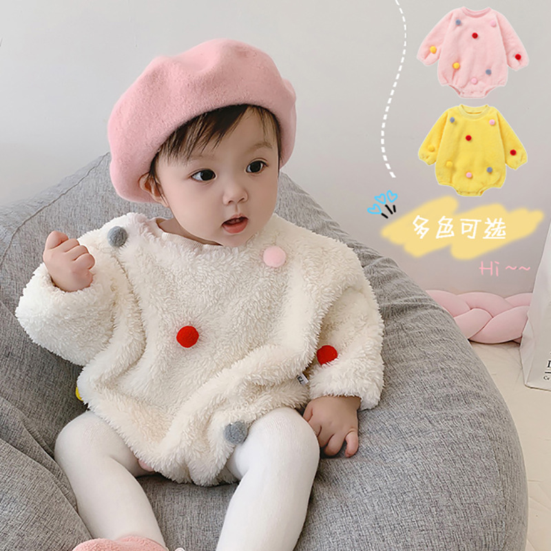 Áo liền quần vải nhung dày dài tay giữ ấm thời trang thu đông 3 màu lựa chọn dành cho bé trai/bé gái