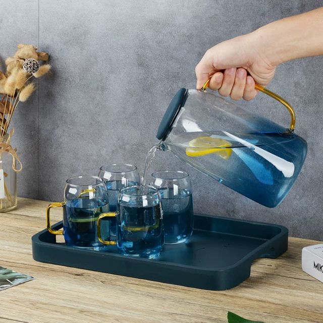 Bộ bình đựng nước thủy tinh xanh chịu nhiệt Hà Bắc