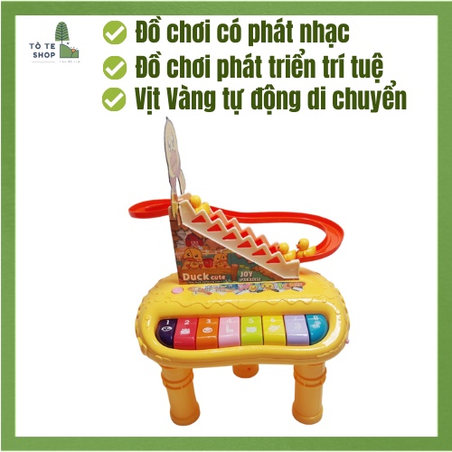 Đồ Chơi Đàn Piano và Vịt Vàng Leo Thang kết hợp, đồ chơi phát nhạc cực hay và vui tai, cầu trượt vịt vàng, đàn piano