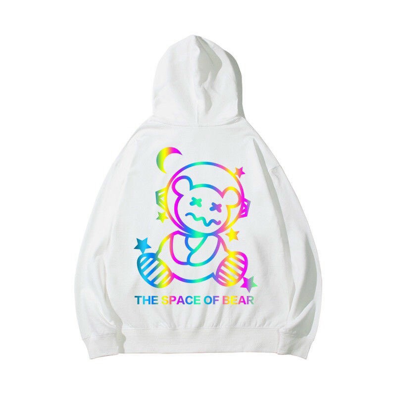 Áo Hoodie Nỉ Nam Nữ From Rộng Unisex In Dạ Quang Phát Sáng Hình Gấu Cực Hot Chất Nỉ Ngoại Dày Dặn (bear)