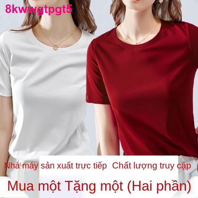 thời trang nữsummer ins teen nữ đơn giản giảm béo mỏng dưới cổ tròn mùa hè - áo thun tay ngắn