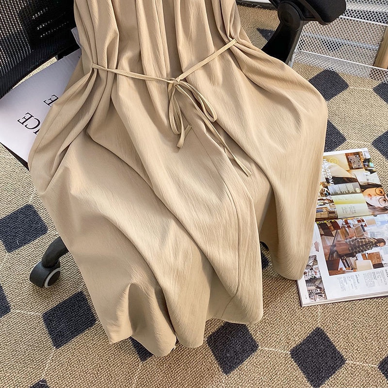 Set Đầm Hai Dây Mỏng Chống Nắng Màu Sữa Ngọt Ngào Mùa Hè Cho Nữ