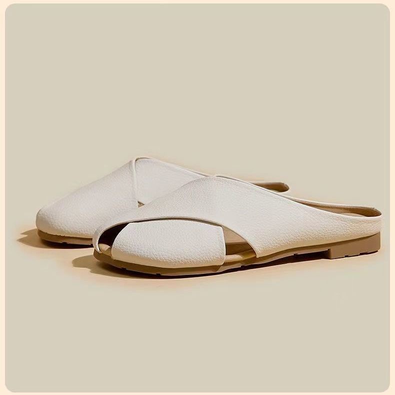 Dép Da Thật Đế Mềm Thiết Kế Đơn Giản Phong Cách Hàn Quốc Dễ Thương Cho Nữ