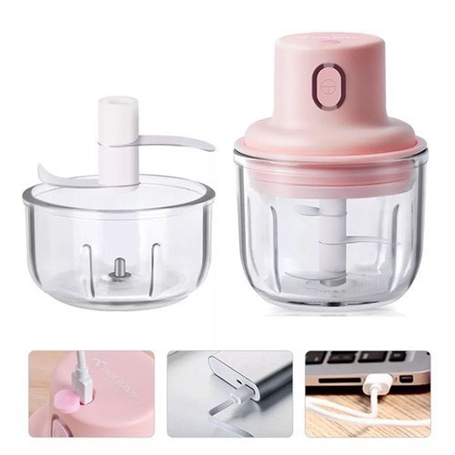 Máy Xay Tỏi Ớt Mini Cầm Tay Thể Tích 250ml Sạc Bằng Điện Có Cổng Sạc Usb, Dễ Sử Dụng