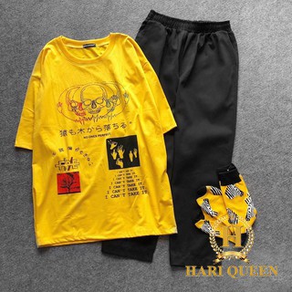 FREE SHIP ĐƠN TỪ 50K Sét áo 3 đầu lâu + quần kaki suông HARI0620 1