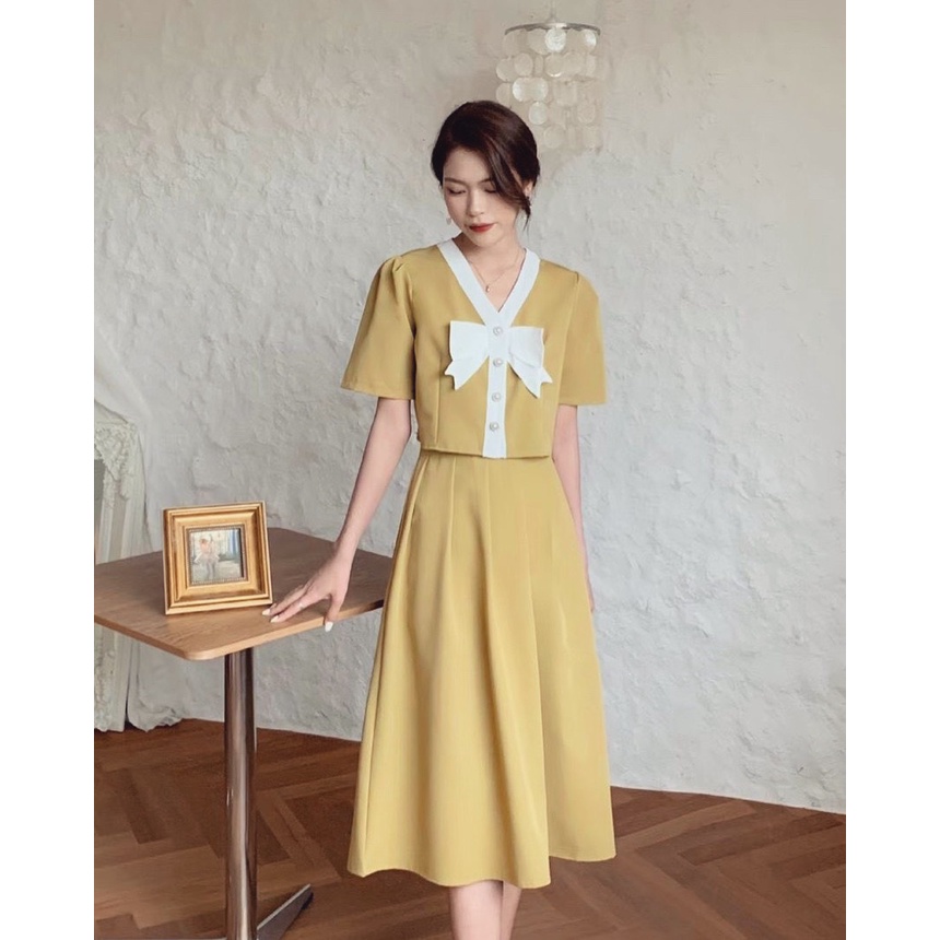 Set váy phối Hàn xẻng