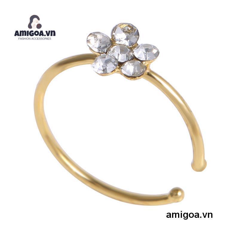 ✨✨Khuyên Mũi Dạng Chữ C Bằng Thép Không Gỉ Đính Đá Thời Trang