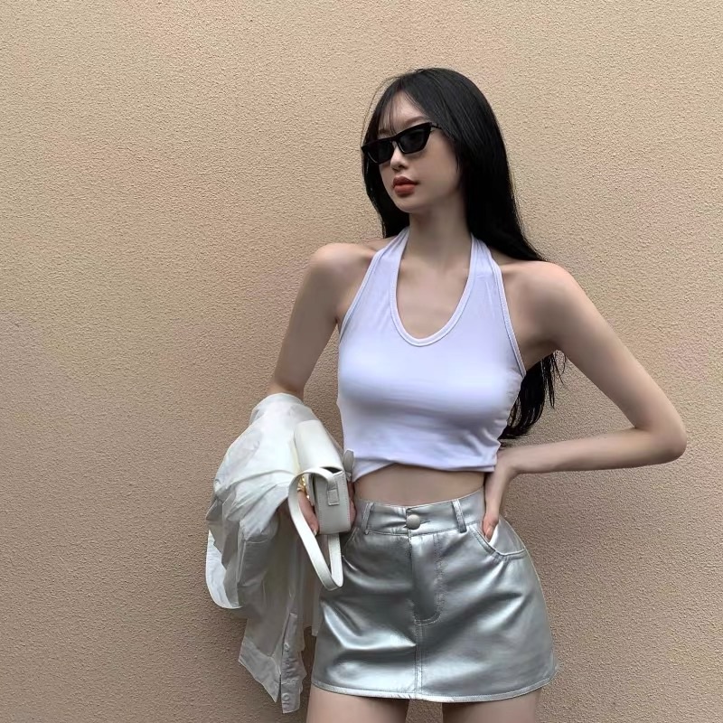 Wittygirls_ Shop | Chân Váy Da PU Siêu Ngắn Chữ A Phong Cách retro Quyến Rũ Cho Nữ