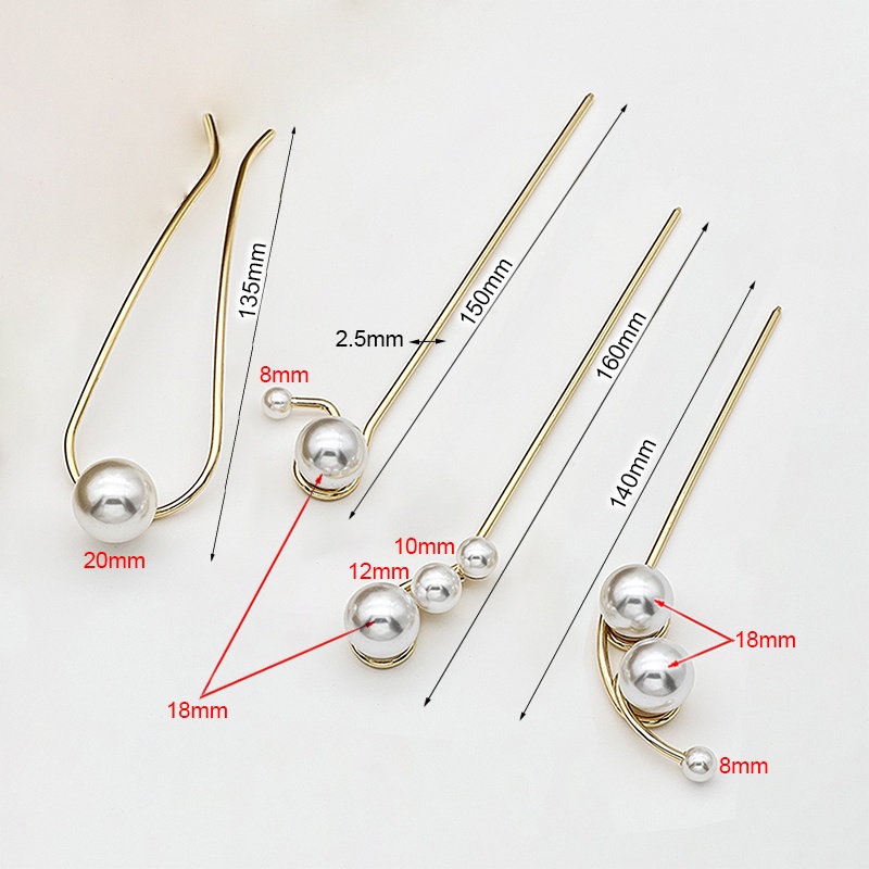 Trâm cài tóc nữ cá tính đính hạt trai ABS dùng búi tóc hằng ngày phong cách công sở vintage