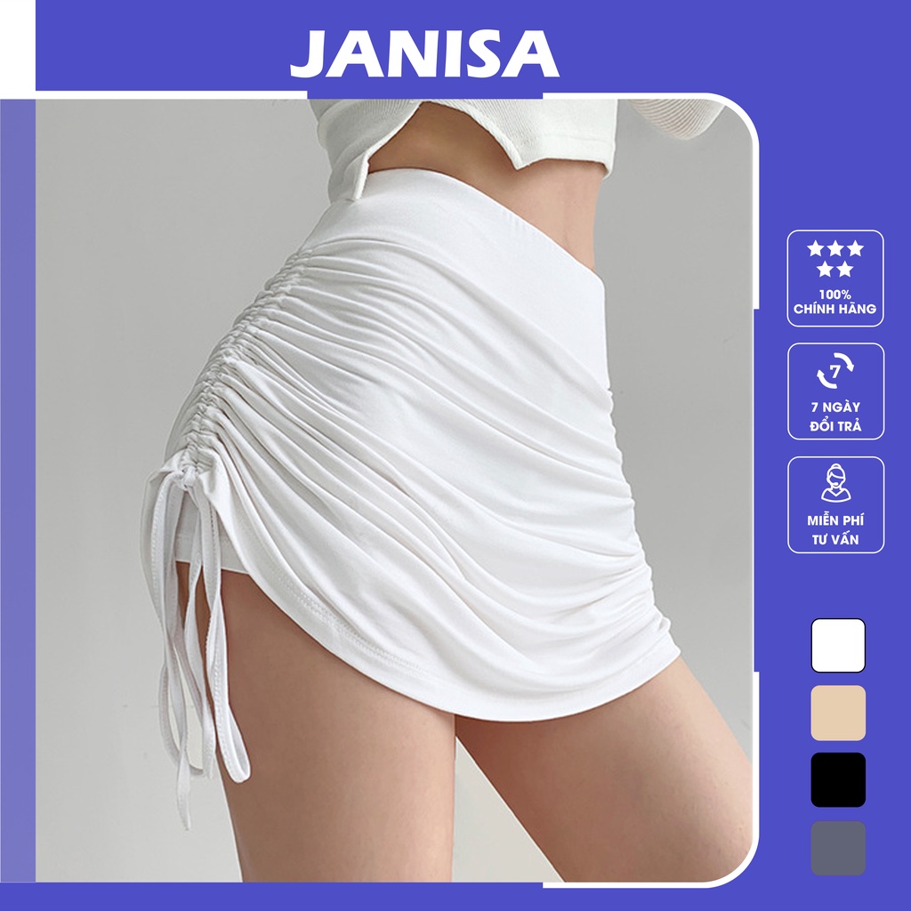 Chân váy ngắn ulzzang xếp ly rút dây ôm body lưng cao JANISA CV16