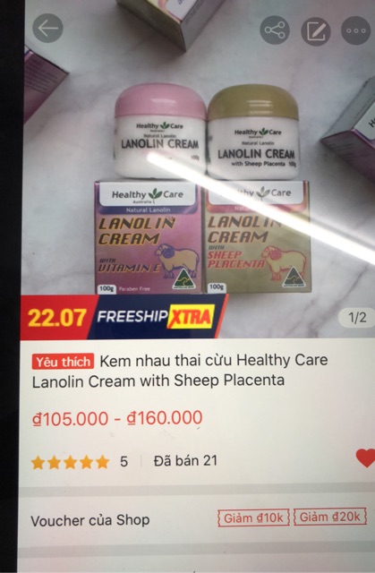 Kem nhau thai cừu Healthy Care Lanolin Cream