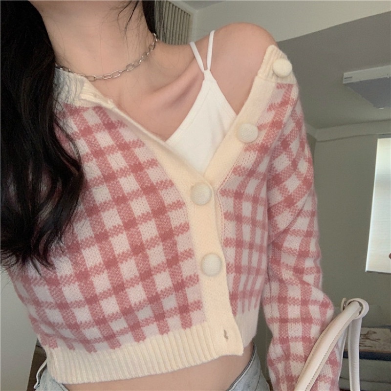 Áo cardigan croptop dài tay phong cách Hàn Quốc