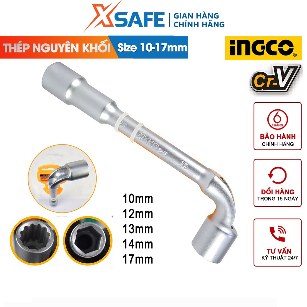 Chìa vặn góc chữ L INGCO 10-17mm chất liệu CR-V được đúc nguyên khối, không hàn, chất lượng FACOM [CHÍNH HÃNG][XSAFE]