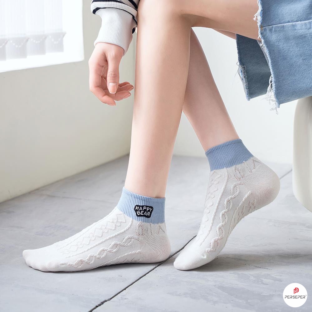 Tất vớ cổ ngắn nữ chất liệu vải Hàn co giãn 4 chiều, họa tiết dễ thương - Hot Store