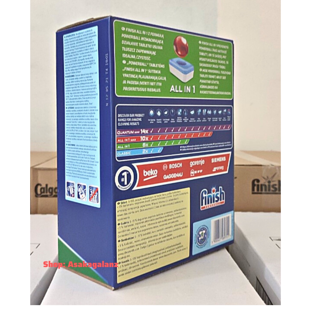 Viên rửa bát Finish All in 1 90 viên, Hương Chanh - [ Hàng Chính Hãng ].