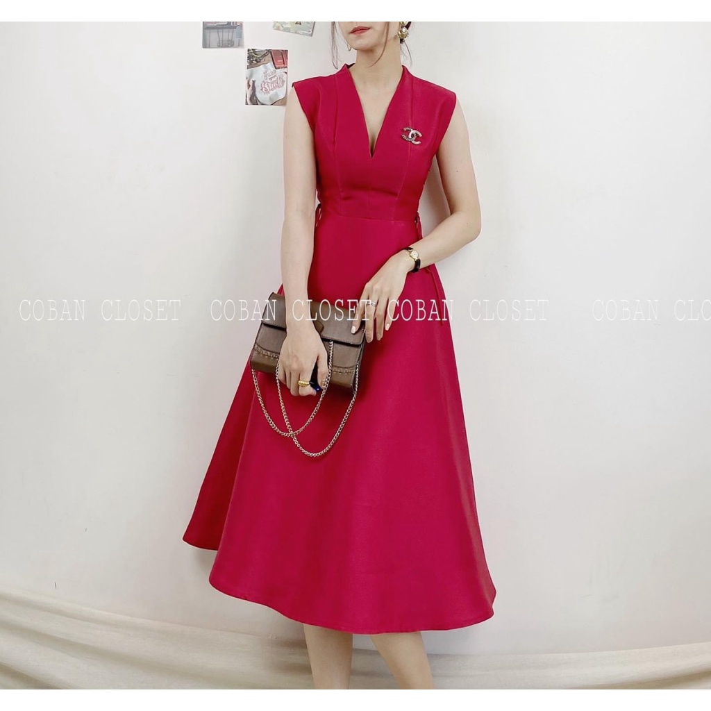 (Mẫu Mới) Đầm TAPTA Cụt Tay Cổ V Dáng Xòe Diện Đẹp Hết Ý UP Valentina Shop
