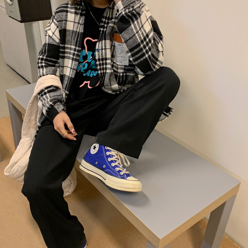 Áo sơ mi SUXI tay dài họa tiết caro thời trang trẻ trung dành cho nữ