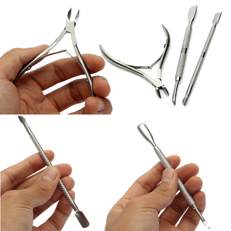 Set 3 dụng cụ cắt và đẩy lớp da bằng thép không gỉ thời trang dành cho nữ