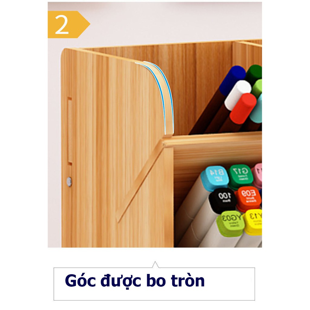 Tủ kệ gỗ để bàn, đựng bút, đựng văn phòng phẩm có ngăn kéo bằng gỗ B11 - phong cách Bắc Âu