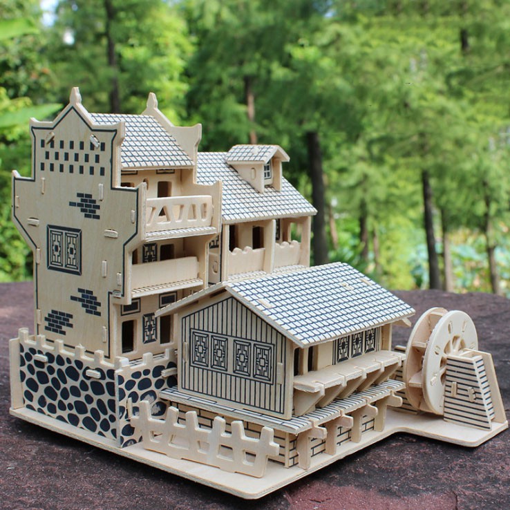 Đồ chơi lắp ráp gỗ 3D Mô hình Nhà cổ 01