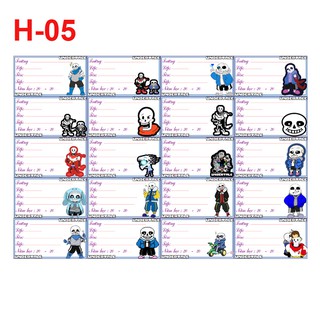 Nhãn vở sans undertale game (1 set 20 nhãn vở khác nhau)