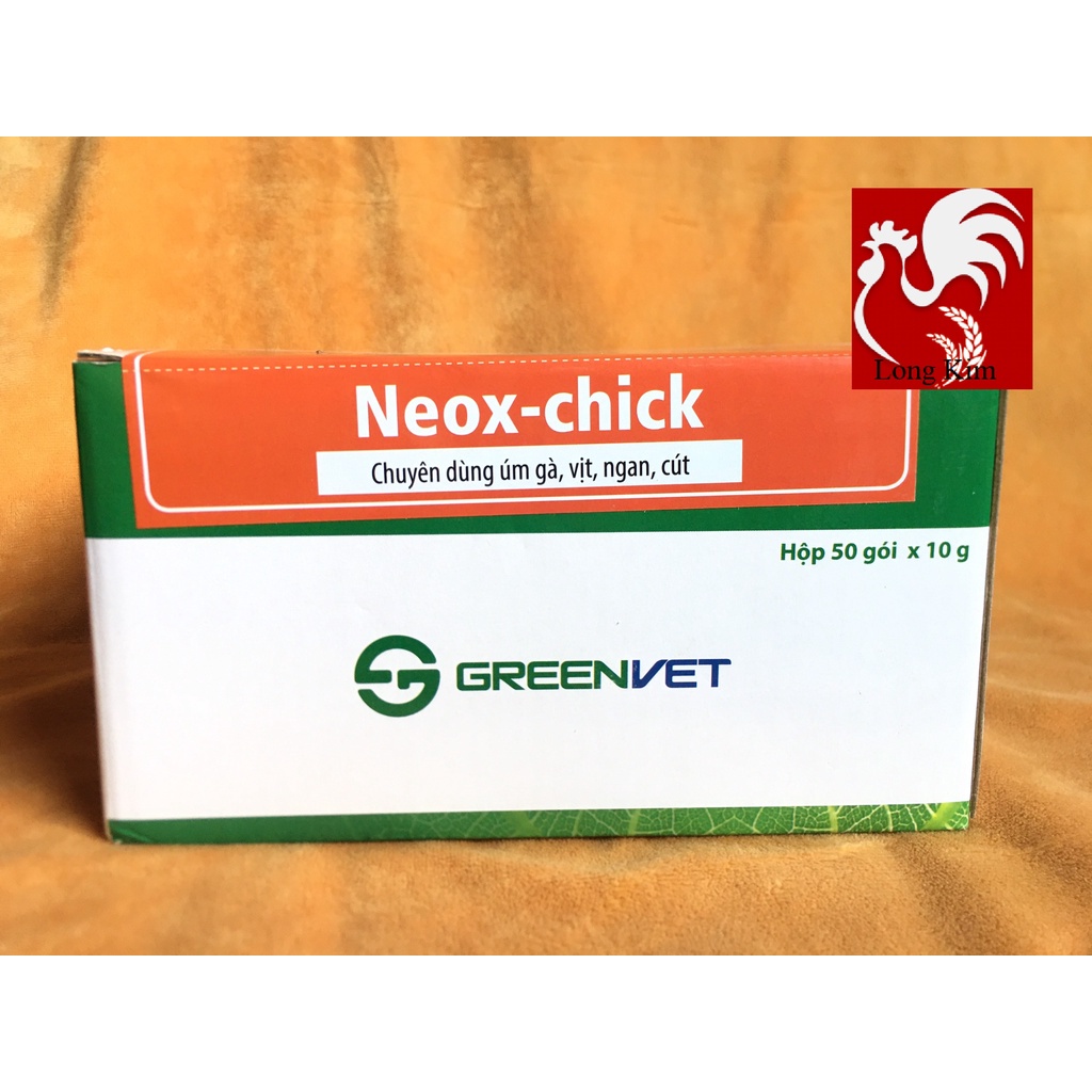 Úm gà, úm gia cầm Neox-chick gói 10g phân xanh, phân trắng, hen gà, khẹc vịt, sưng phù đầu viêm ruột hoại tử